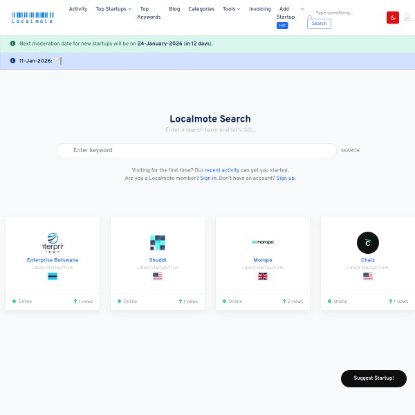 LocalMote homepage screenshot