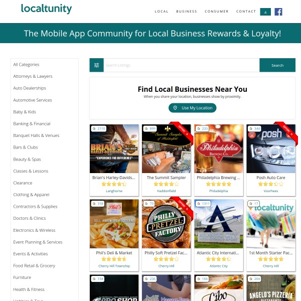 Localtunity homepage screenshot