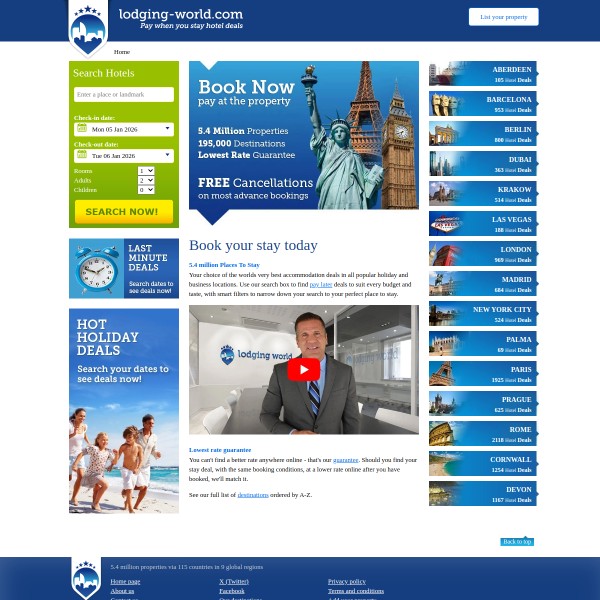 Lodging World homepage screenshot