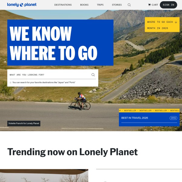Lonely Planet homepage screenshot
