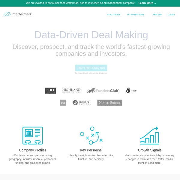Mattermark homepage screenshot