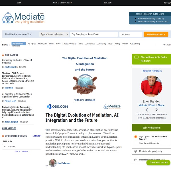 Mediate.com homepage screenshot