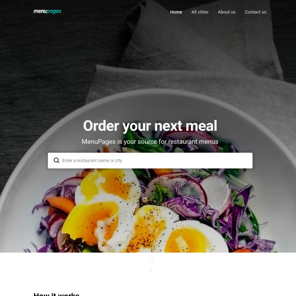 Menupages homepage screenshot