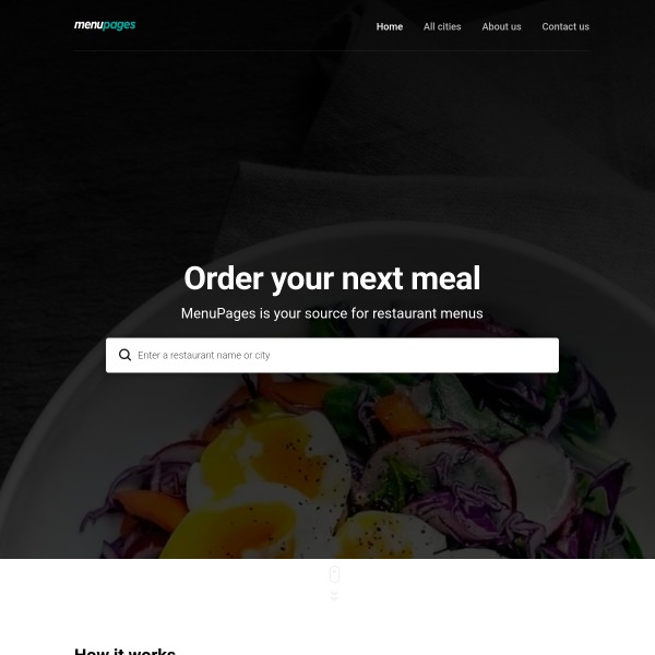 Menupages homepage screenshot