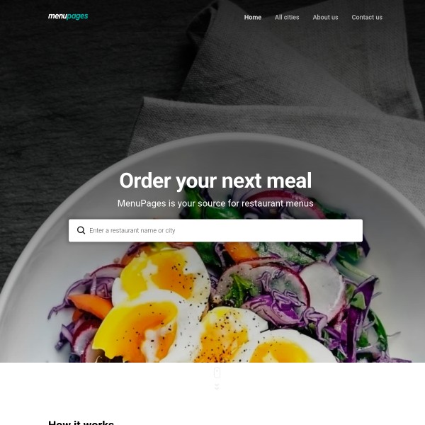 Menupages homepage screenshot