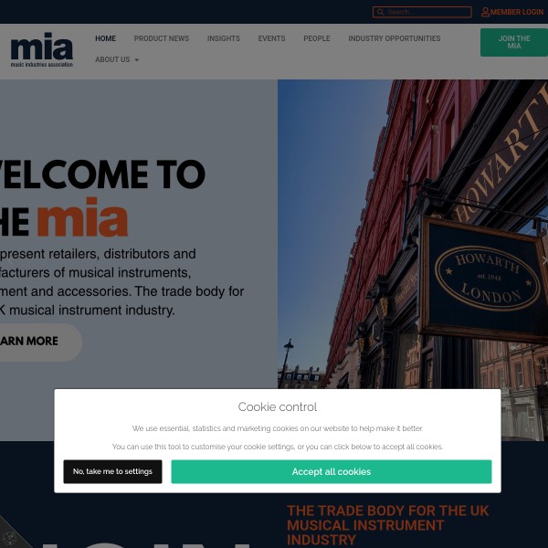MIA homepage screenshot