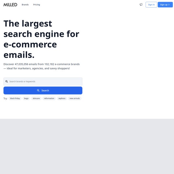 Milled homepage screenshot