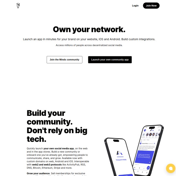 Minds homepage screenshot