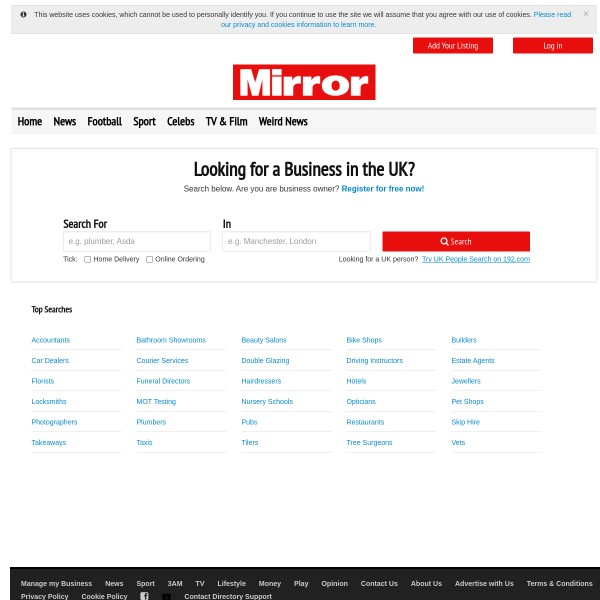 Mirror Business Directory homepage screenshot