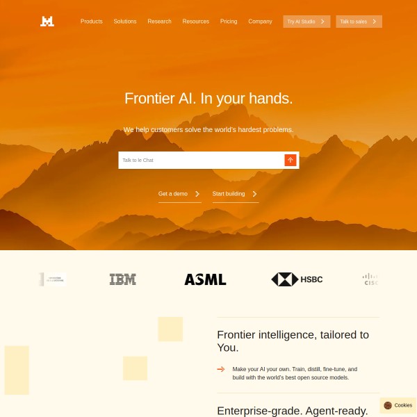 Mistral AI homepage screenshot