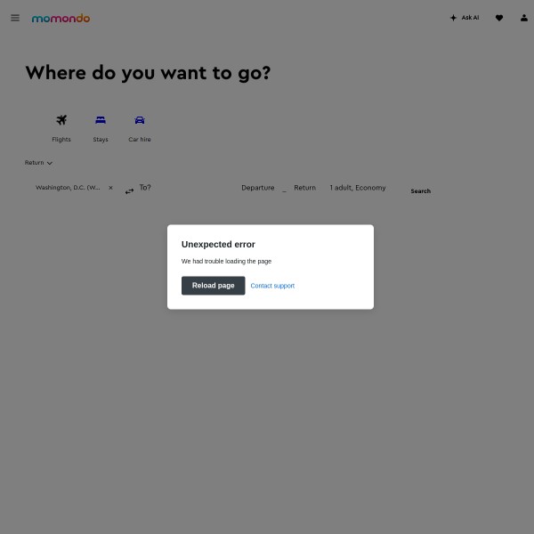 Momondo homepage screenshot