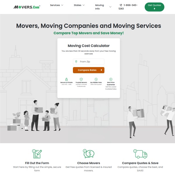 movers.com homepage screenshot