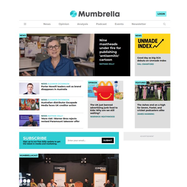 Mumbrella homepage screenshot