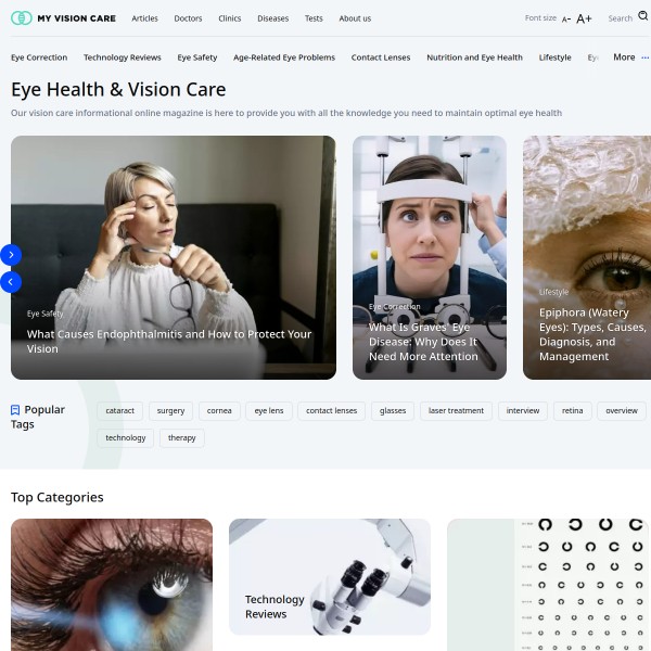 My Vision Care homepage screenshot