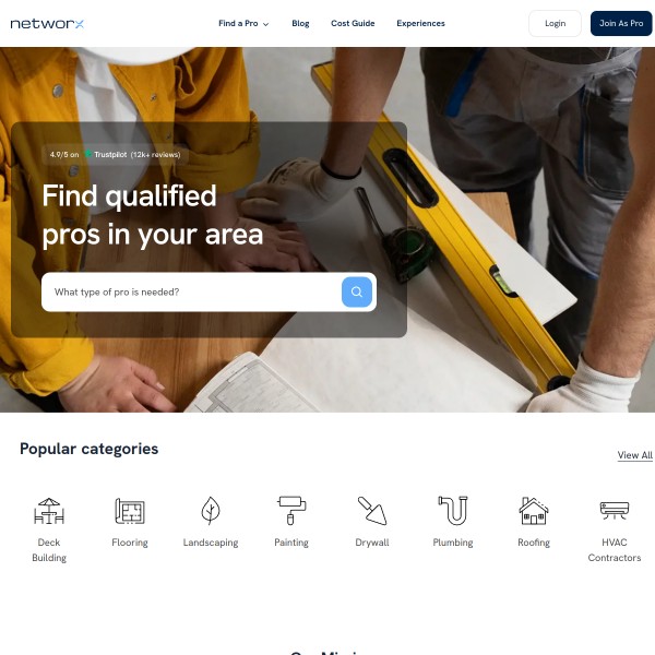 Networx homepage screenshot