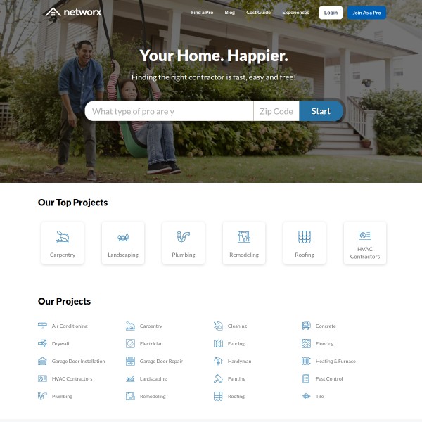 Networx homepage screenshot