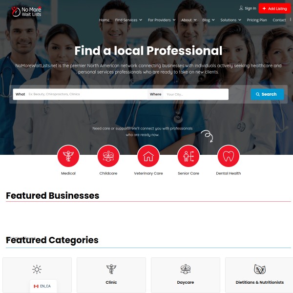 No More Wait Lists homepage screenshot