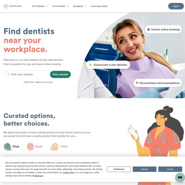 Opencare homepage screenshot