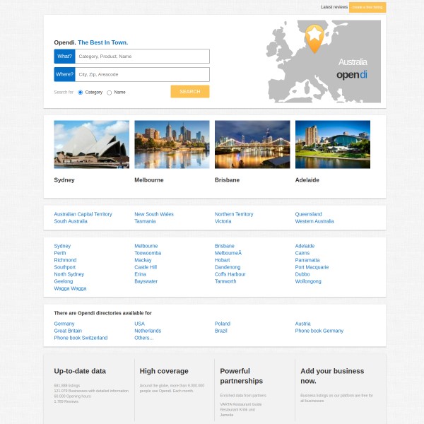Opendi homepage screenshot