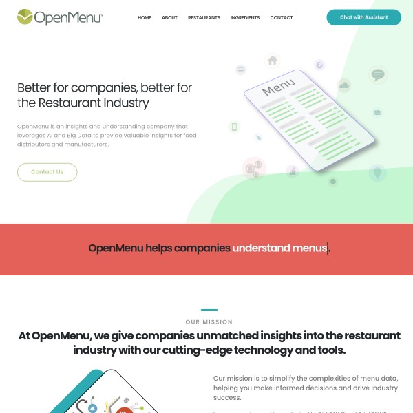 OpenMenu homepage screenshot