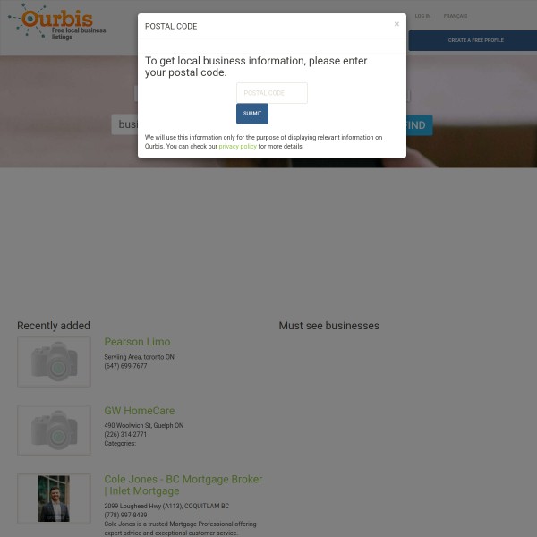 Ourbis.ca homepage screenshot