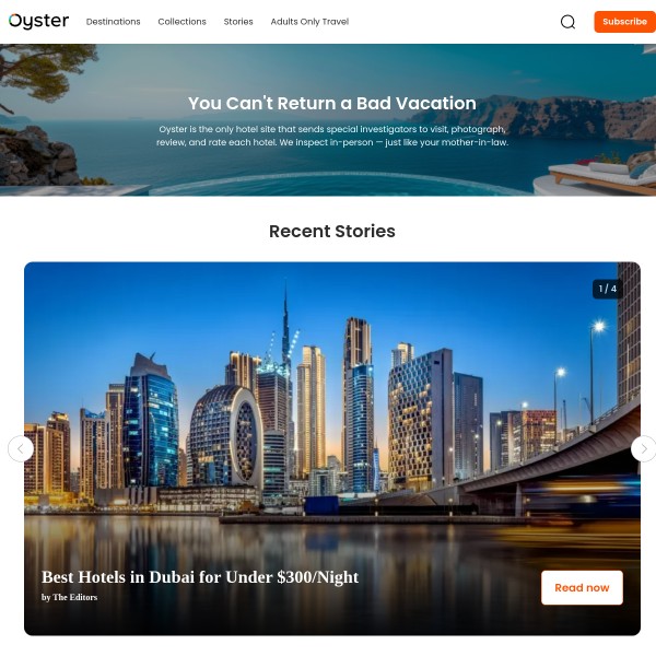 Oyster homepage screenshot