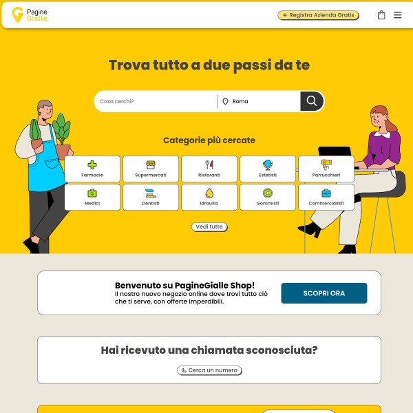 PagineGialle homepage screenshot