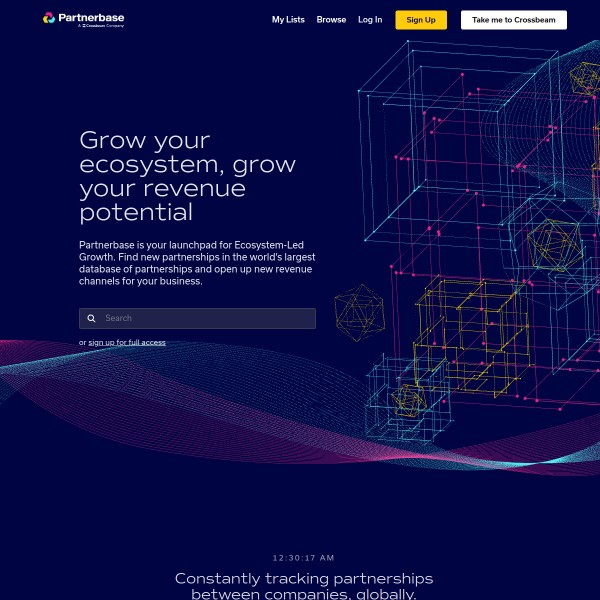 Partnerbase homepage screenshot