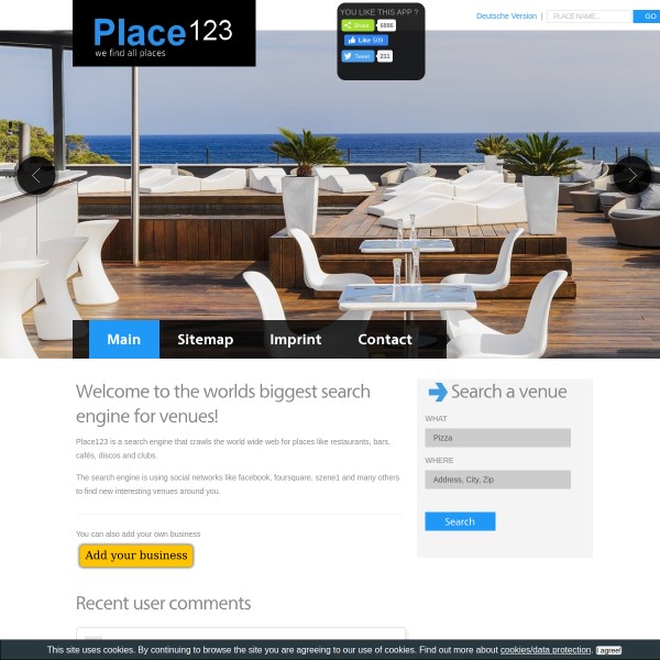 Place123 homepage screenshot