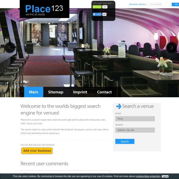 Place123 homepage screenshot