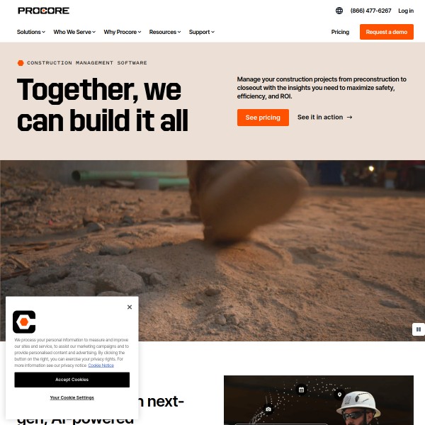 Procore Network homepage screenshot