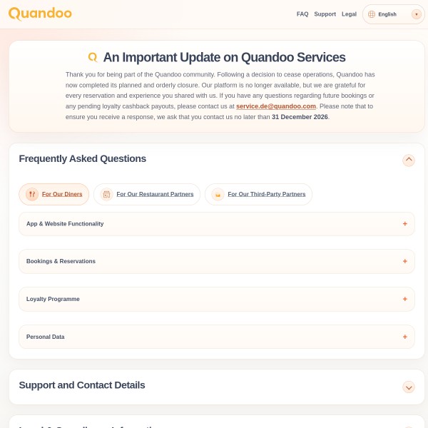 Quandoo homepage screenshot