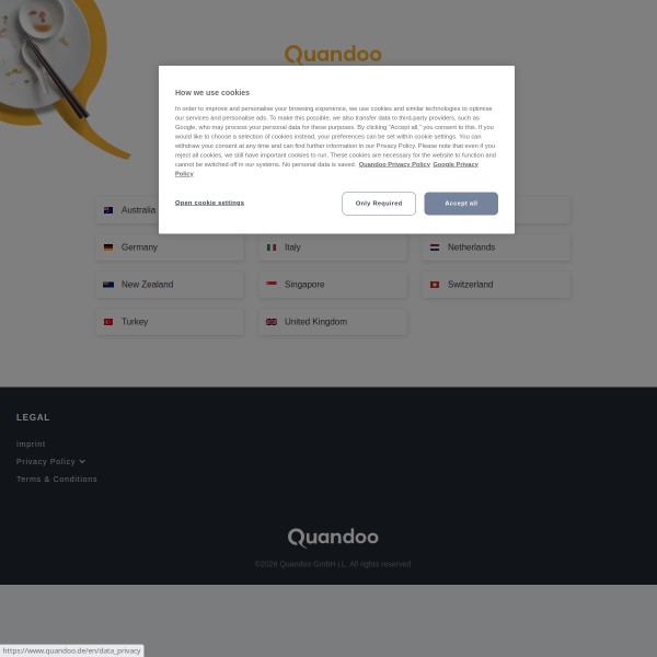 Quandoo homepage screenshot