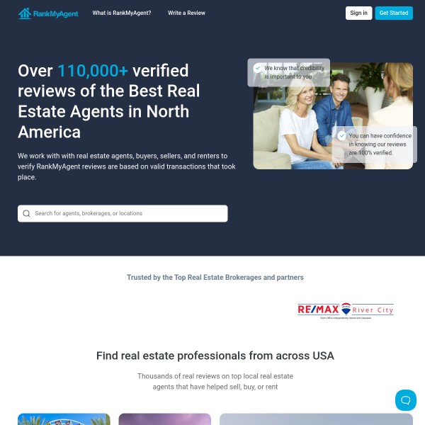 RankMyAgent homepage screenshot