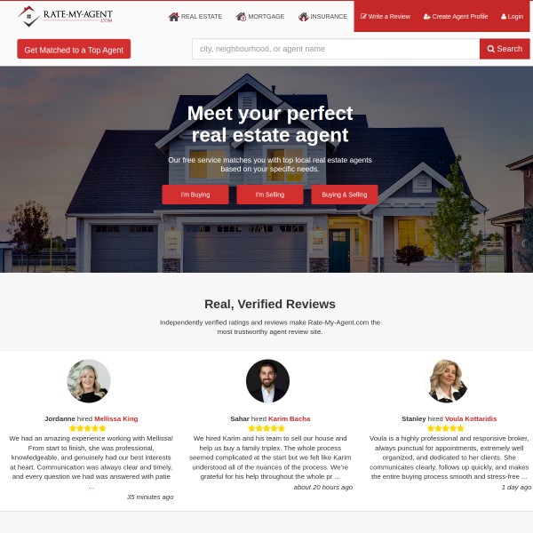 Rate-My-Agent.com homepage screenshot