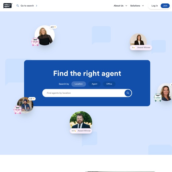 Rate My Agent homepage screenshot