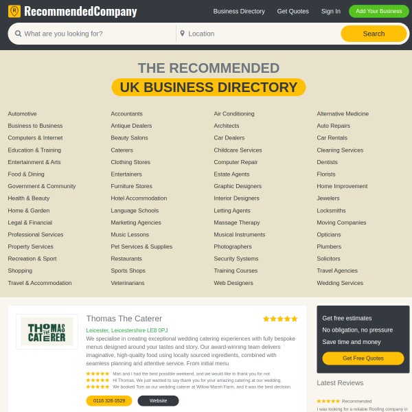 RecommendedCompany homepage screenshot