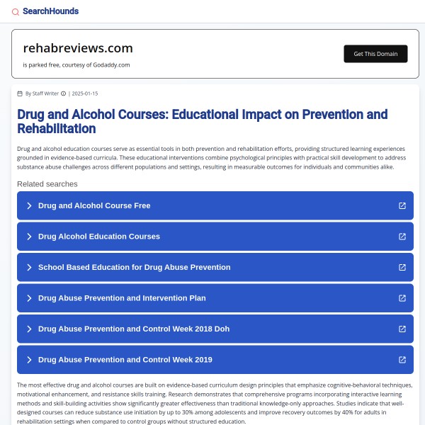 Rehab Reviews homepage screenshot