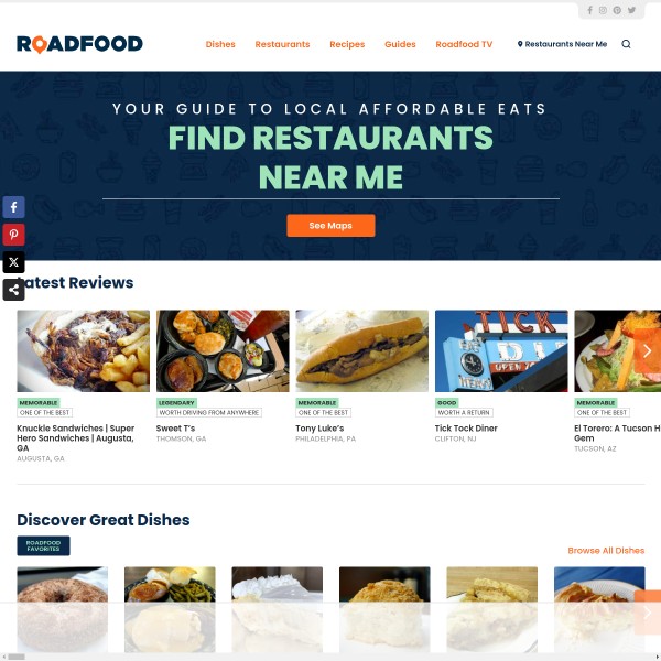 RoadFood homepage screenshot