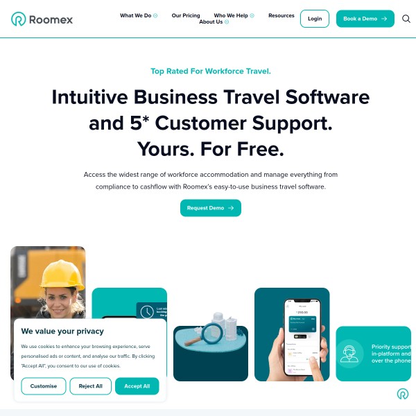 Roomex homepage screenshot