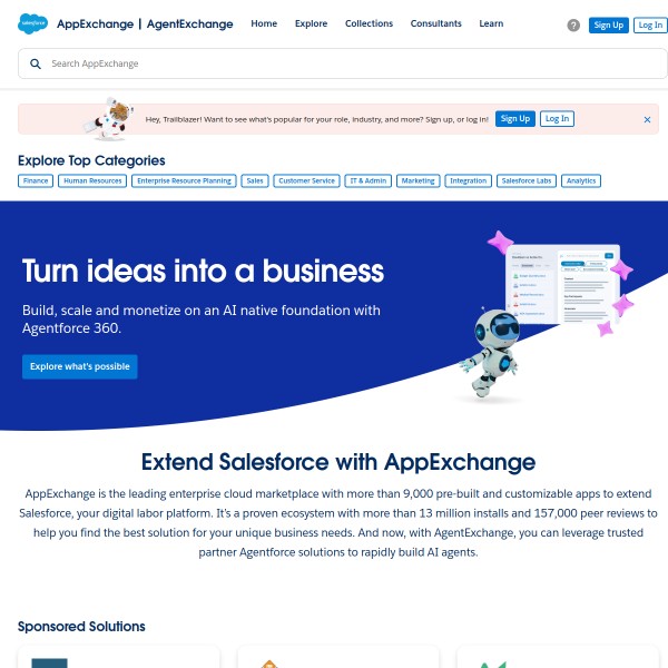 Salesforce AppExchange homepage screenshot
