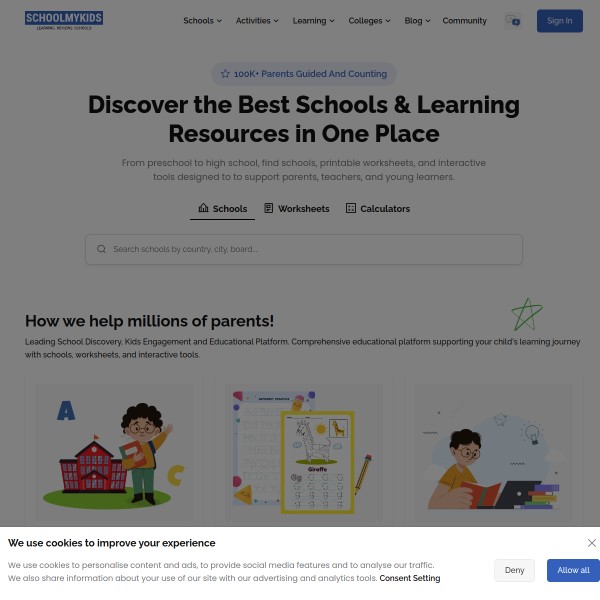 SchoolMyKids homepage screenshot