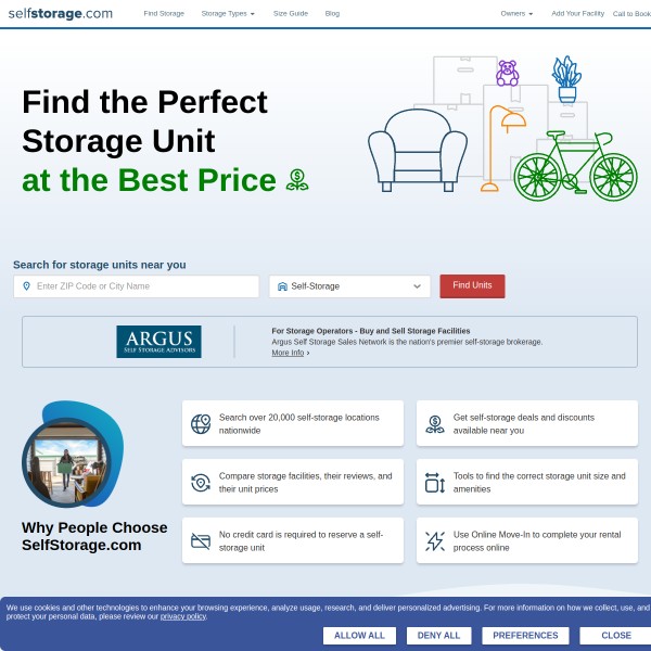 selfstorage.com homepage screenshot