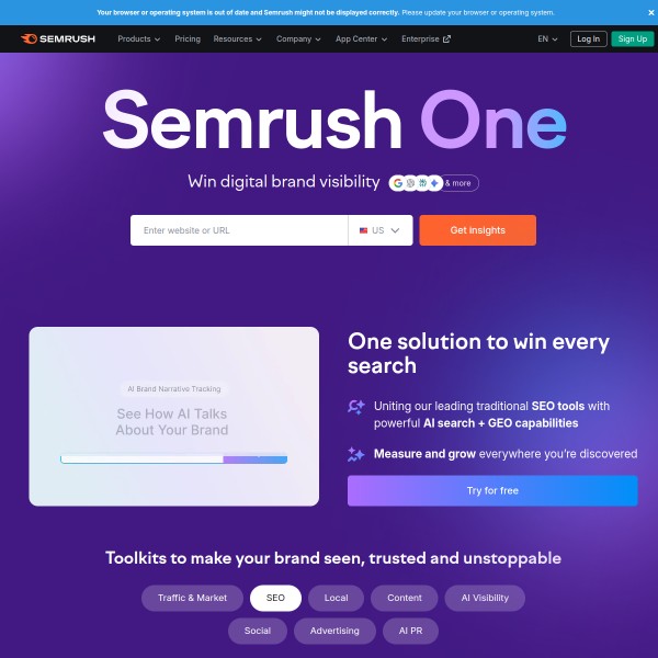 Semrush Agency Directory homepage screenshot