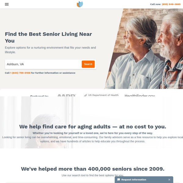 Senior Homes homepage screenshot