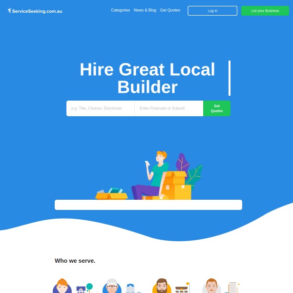 Service Seeking homepage screenshot