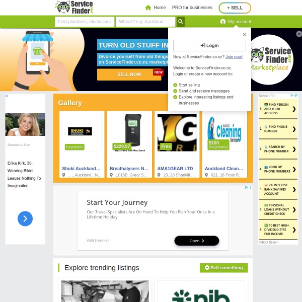 ServiceFinder.co.nz homepage screenshot