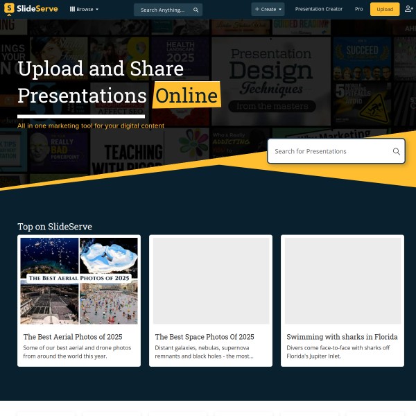 SlideServe homepage screenshot