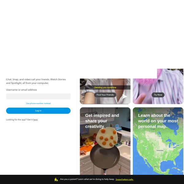 Snapchat Places homepage screenshot