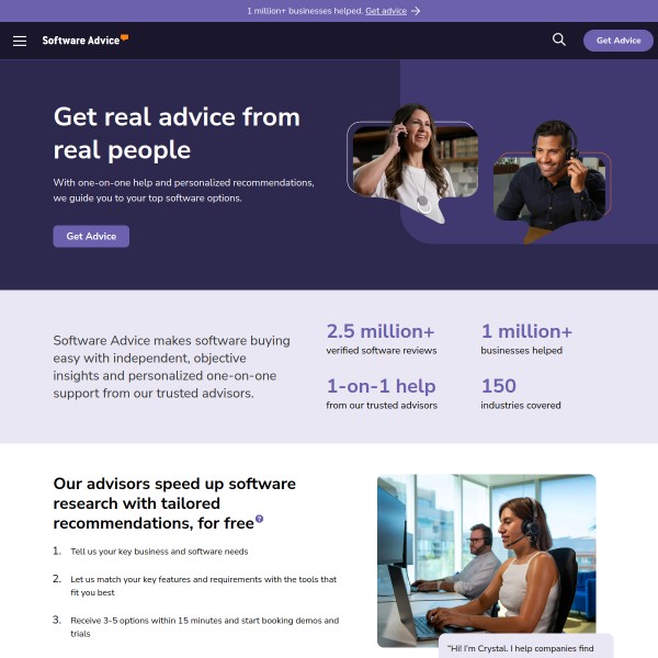 Software Advice homepage screenshot